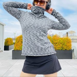 Athleta Women's Coastal Fleece Long Sleeve Space Dye Funnel Neck Pullover